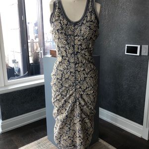 Midi dress with gold embroidery